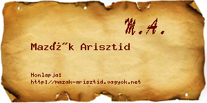 Mazák Arisztid névjegykártya